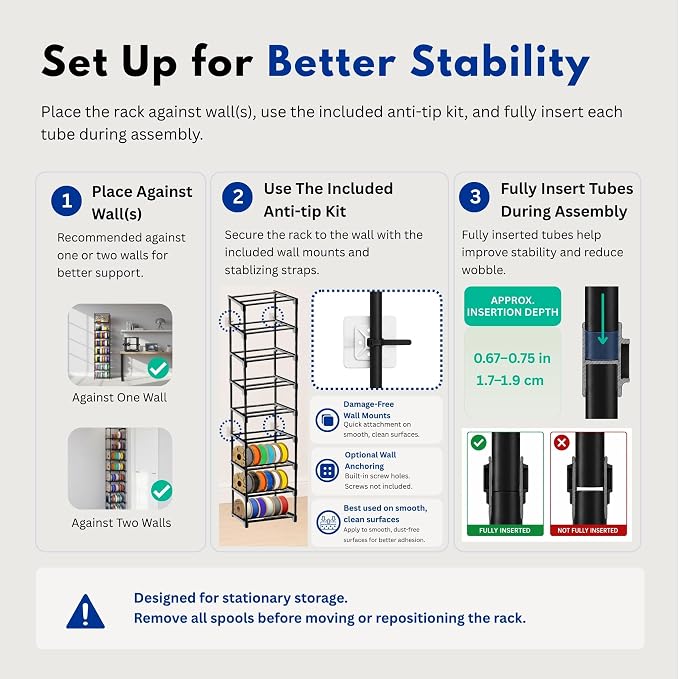 9-Tier 3D Printer Filament Storage Rack, Holds Up to 54 1kg Spools,