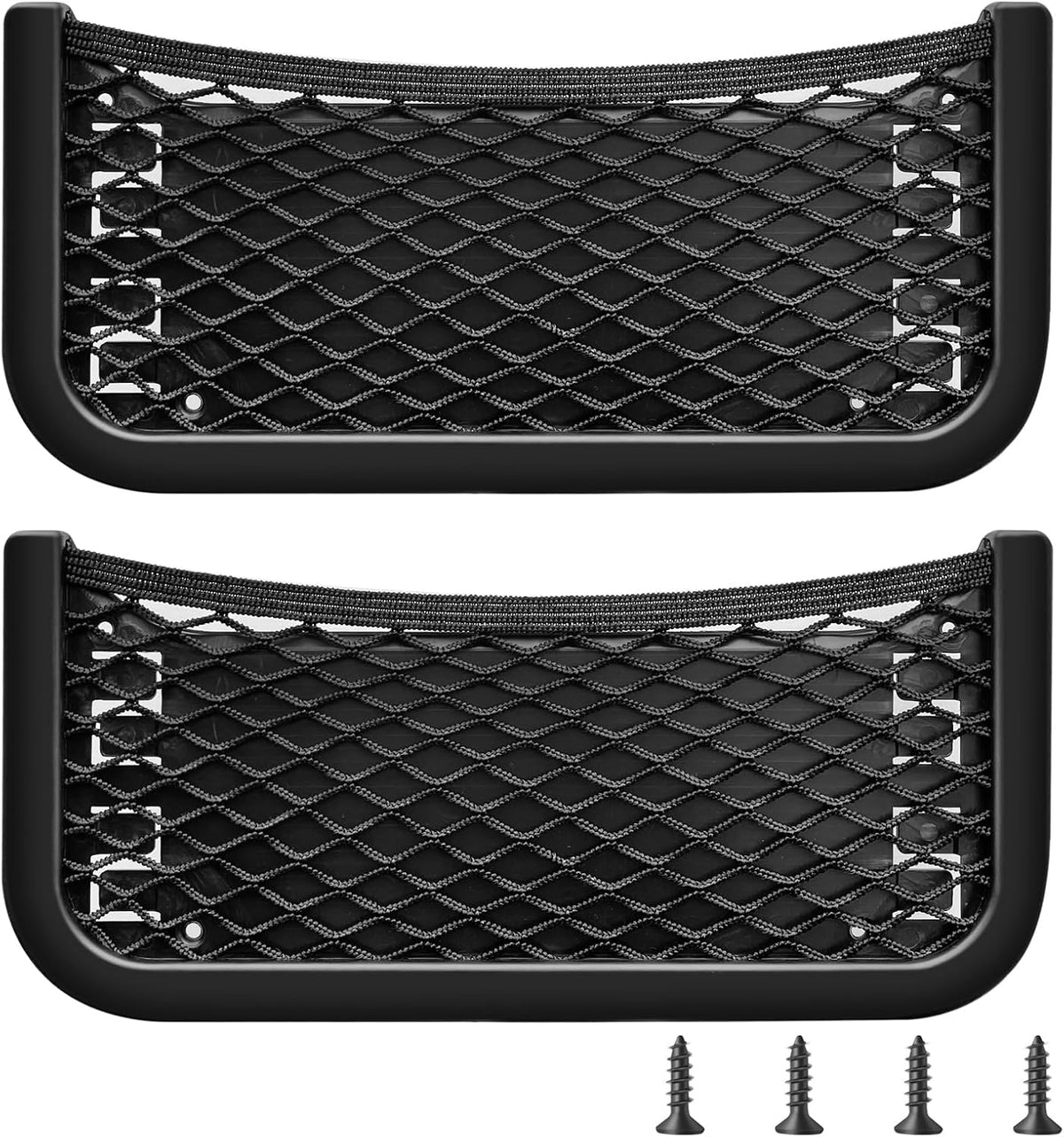 ABS Plastic Frame Automotive Cargo Nets Car Net Pocket Phone Car Mesh Net Holder RV Storage Boat Cargo Pocket Organizer Framed Mesh Net Pocket with Screws for Auto RV Net(2, 12 x 7.9 Inch)