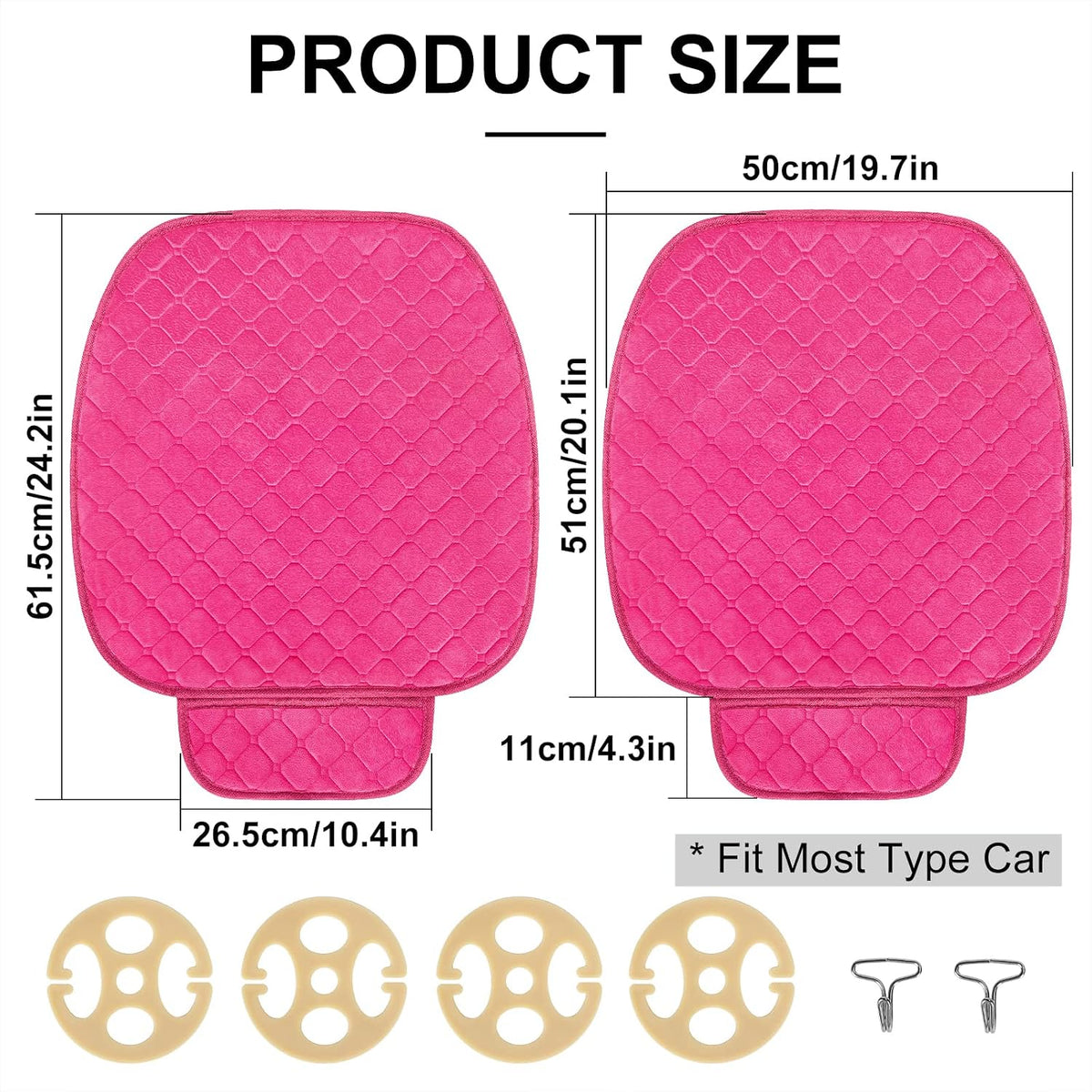 surpassme Comfortable Car Seat Covers Universal Front Seat Coves for Car Accessories with Storage Pockets, Padded Car Interior Covers for Automotive, SUV, Truck, and Van
