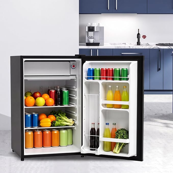 3.2 Cu. Ft. Mini Fridge Freezer, Energy-Efficient, Quiet, Adjustable Shelves