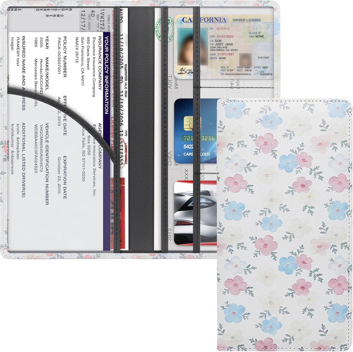 LumiMokki Premium Car Registration & Insurance Card Holder, Leopard