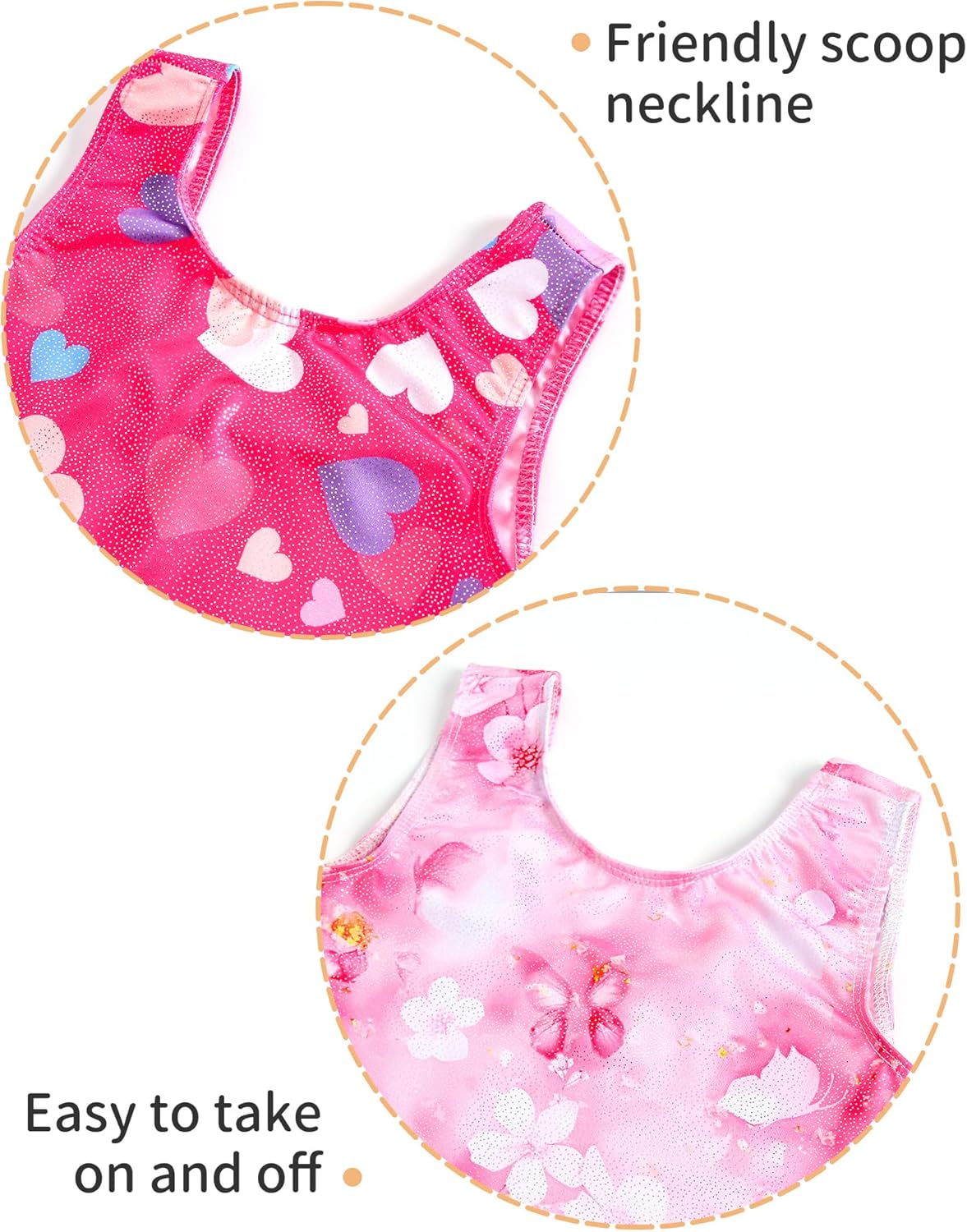 Skiennix Girls' Sparkly Gymnastics Leotard - Sleeveless One-Piece Unitard | 2-Pack with Shorts