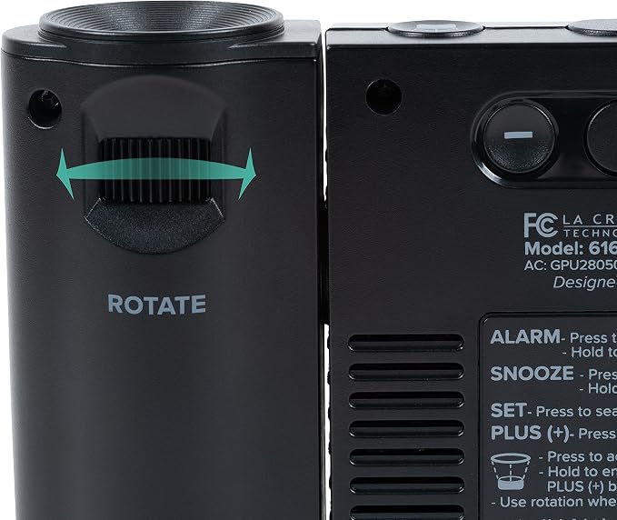 La Crosse Technology 616-41667-INT Black Atomic Projection Alarm Clock