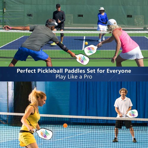 DUJORM Pickleball Paddles Set of 4,USAPA Approved Premium Pickleball Paddle,4 Indoor&Outdoor Pickleball Balls, Carrying Bag, 4 Pack Paddles,Pickleball Paddles Pack Gifts for Beginner&Pro