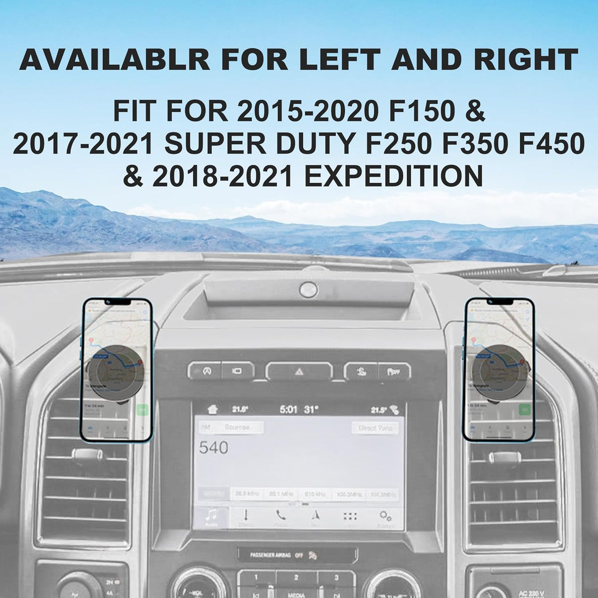 Surfcabin CNC Vent Phone Holder, Magnetic Car Air Vent Phone Holder Cradles Mount Compatible with F150 2015-2020 & Super Duty F250 F350 F450 2017-2021 Universal Bracket Stand for iPhone & Android