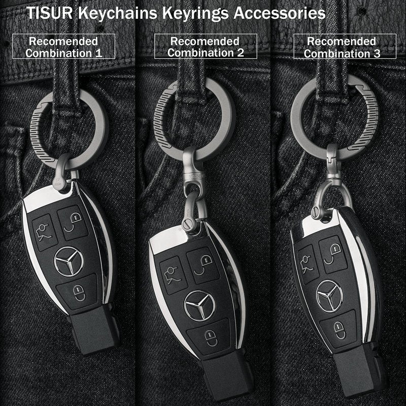 TISUR Titanium Carabiner Keychain Clip,D Key Rings for Keychains,Quick Release Keychain,Key Chain Clip for Men Women (Gray-Round)