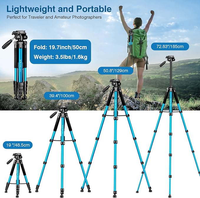 Victiv 72 inch Camera Tripod, Tall Tripod