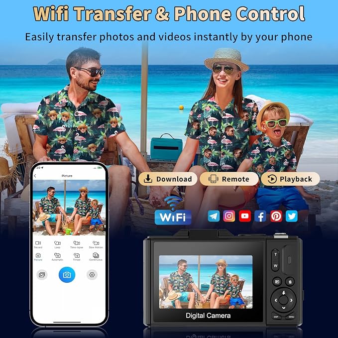 Ourlife Cameras for Photography, 5K 75MP Autofocus Vlogging Camera for YouTube