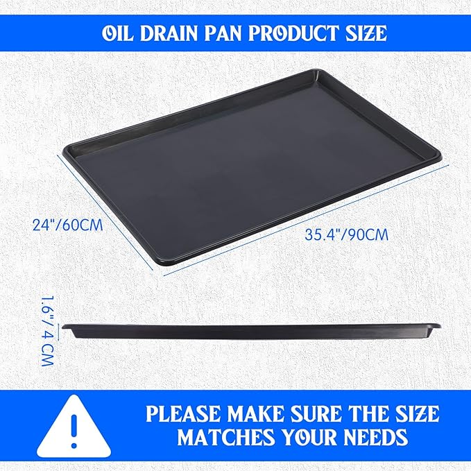 5 Pack Extra Large Oil Drip Pan for Under Car, 35.4 x 24 x 1.6 in Oil Catch Pan, Black Plastic Replacement Tray for Garage Automotive Driveway Washing Machine