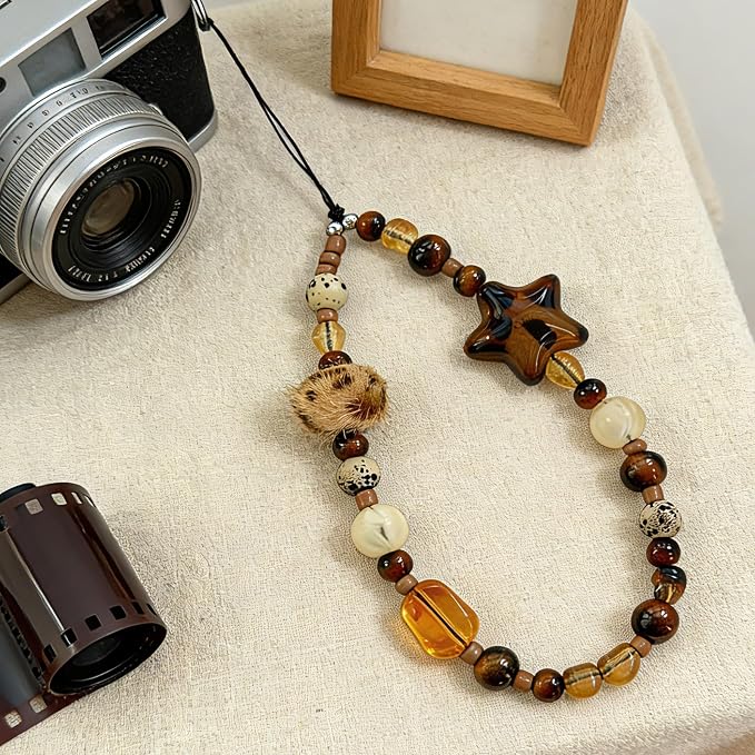 Cute Beaded Camera Wrist Strap for Phone, Digital Camera Charm Lanyard