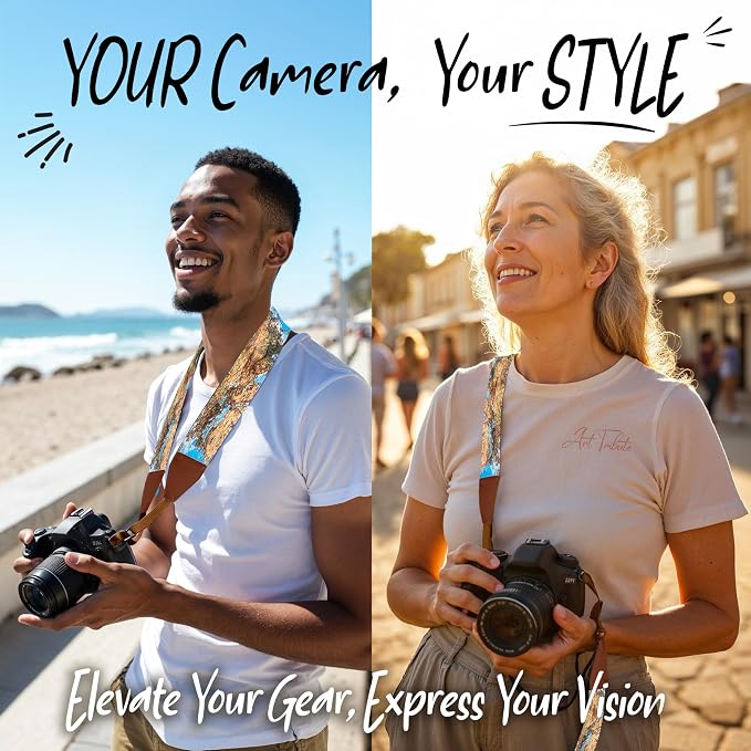 Art Tribute Travel Camera Strap World Map
