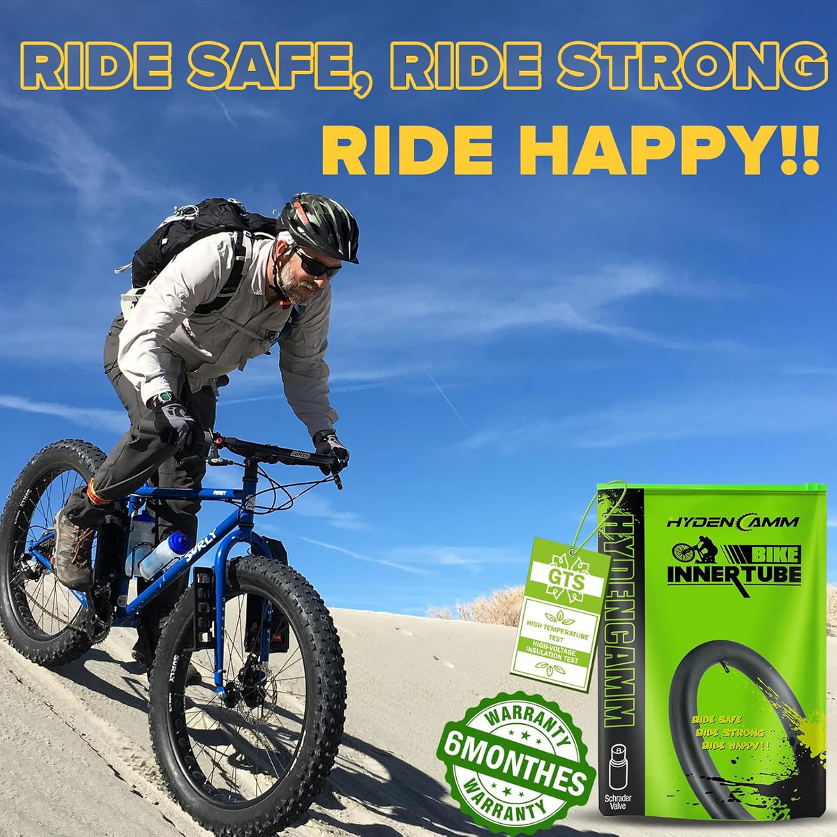Skiennix Fat Tire Tubes - 20"/26" E-Bike Bicycle Tubes with AV 32mm Schrader Valve & Tire Levers | 2/4 Pack