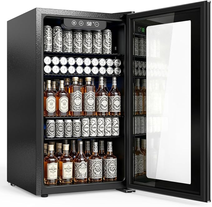 COWSAR 3.2 Cu. Ft. Beverage Refrigerator, Up to 130 Cans or 26 Bottles
