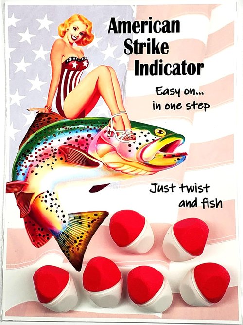 American Strike Indicator - Fly Fishing Line Float with Easy-On Unified Design | Red and White Color