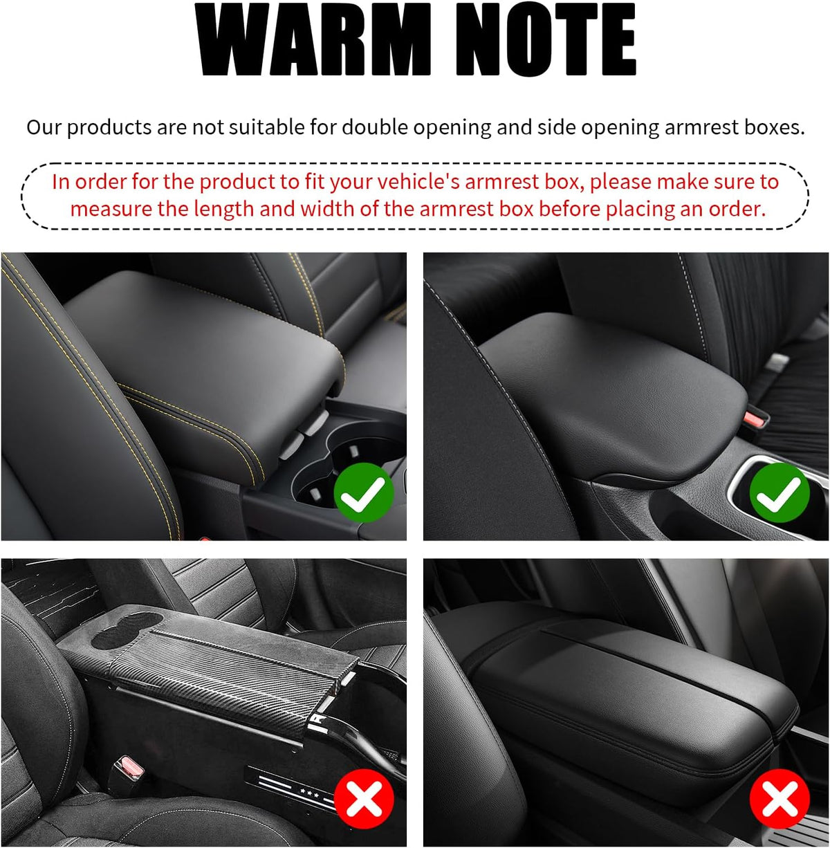 5-in-1 Car Center Console Cover,Leather Car Armrest Cover with Cup Holder/Storage Pocket/Phone Holder/Cars Tissue Holders,Thickened Cars Armrest Storage Box for Relieving Elbow Fatigue (Black)