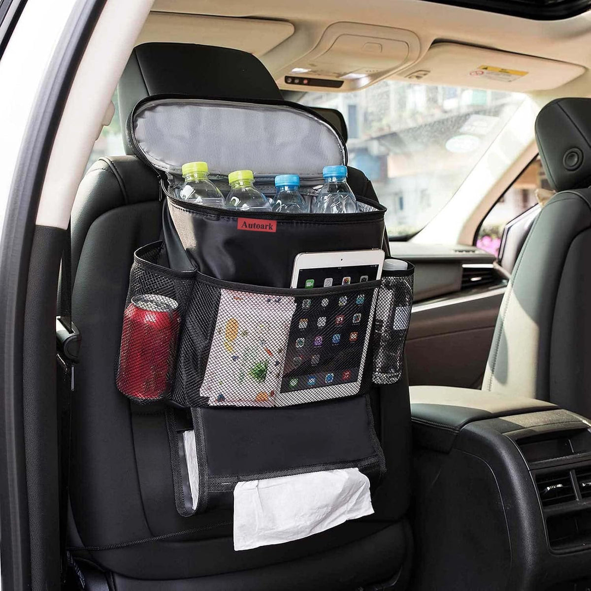 AUTOARK Car Seat Back Organizer and Cooler Set,Multi-Pocket Travel Storage Bag(Heat-Preservation and Waterproof),Bigger-Capacity,AK-054