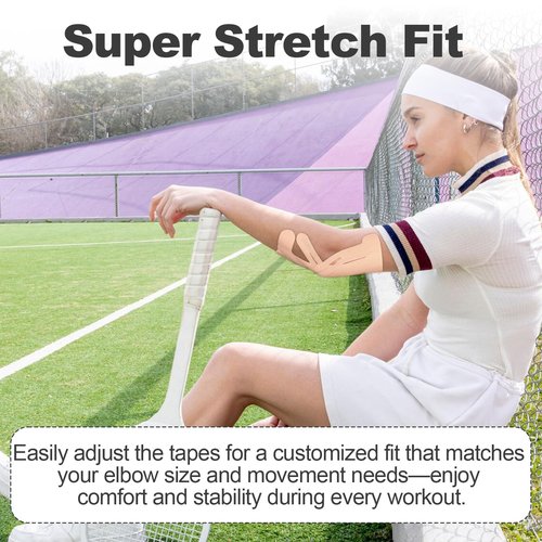 20 Count Pre-Cut Kinesiology Tape for Elbow, Precut Muscle Tapes Strips for Elbow Waterproof Breathable Hypoallergenic Latex-Free, Elastic Cotton Sports Athletic Tapes for Elbow Pain Relief & Support