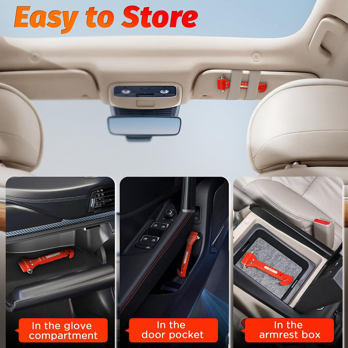 IPOW 4 Pack Car Window Breaker Seatbelt Cutter, Heavy Carbon Steel Glass Breaker Car Safety Hammer Emergency Escape Tool, Auto Rescue Life Saving Survival Kit for Car, Office, Home