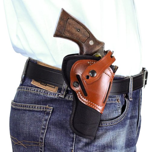 DeSantis The Wild Hog Hybrid Gun Holster, Fits S&W L Frame 4”, Ruger GP100 4”, Colt Python 4”, Built From 1060D Senior Ballistic Nylon, Ambidextrous