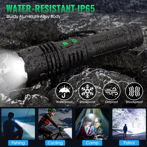 AdamStar UV&High Lumens Flashlight Rechargeable, 2-in-1 Powerful Blacklight LED Flashlight Tactical 6 Modes Super Bright Waterproof Zoomable Detector for Pet Urine Curing Resin Camping