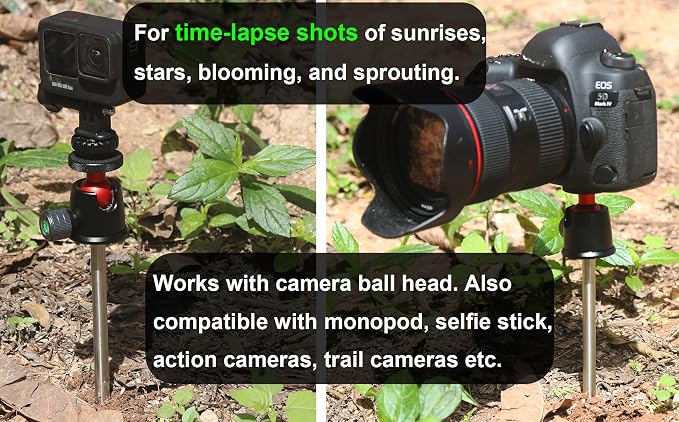 Camera Ground Spike for Monopod Selfie Stick, 1/4-20 Screw Staniless Steel