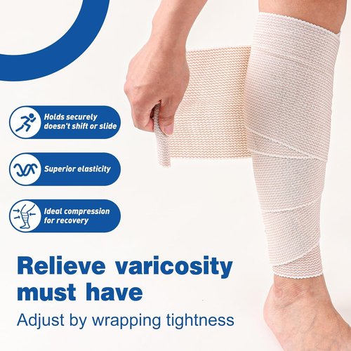 AZEN Premium Elastic Bandage Wrap - 6 Inch Compression for Legs, Ankle, Knee | Latex-Free Lymphedema Support