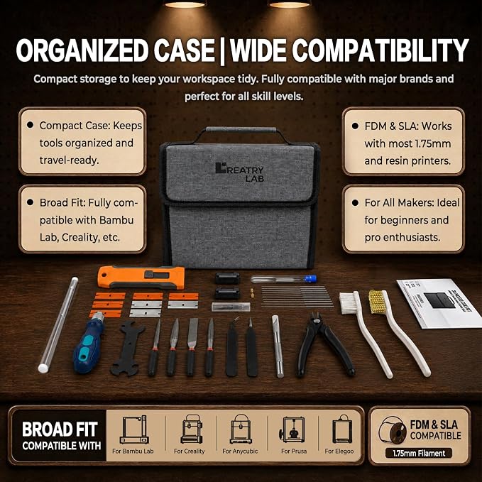 3D Printer Tools, 38-Piece 3D Printer Maintenance Kit, Deep Hotend Unclogging
