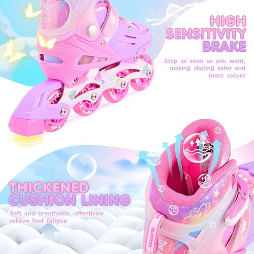 2PM SPORTS Inline Skates for Kids - Adjustable Light-Up Wheels | Ages 5-12, Perfect for Beginners