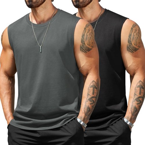 COOFANDY Men's Cotton Tank Top - Sleeveless Workout Shirt for Casual Summer Wear | Comfortable Fit