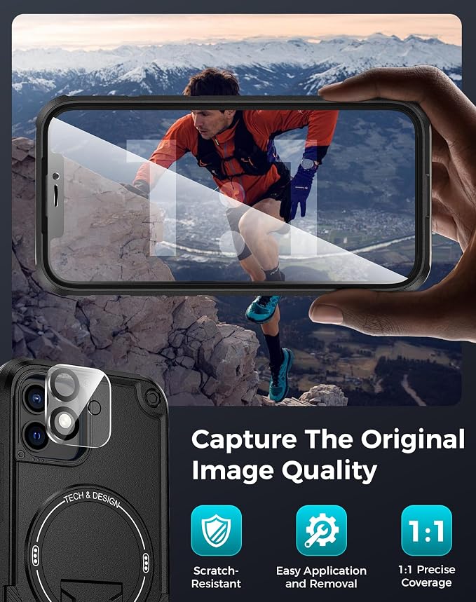 Goton for iPhone 12 Case with Privacy Tempered Glass Screen Protector & Camera