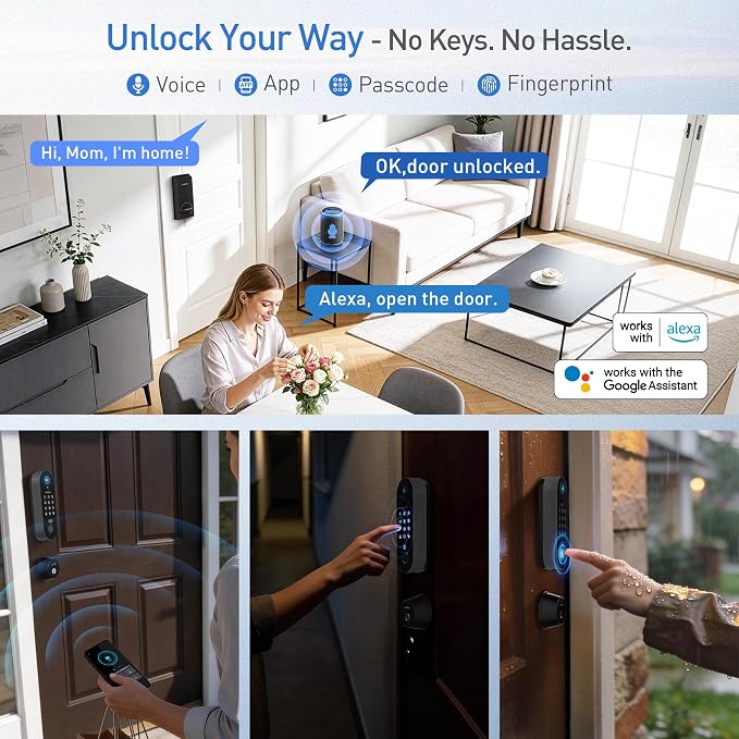 Smart Video Door Lock with 2K Doorbell Camera, Fingerprint & Keypad Keyless