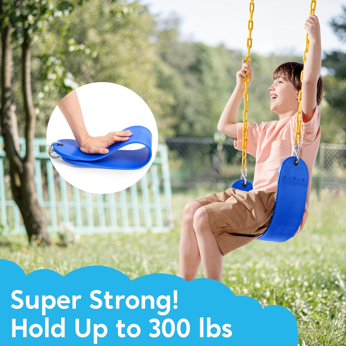 TURFEE Swing Seat Replacement Kit - 2 Pack with 66" Heavy Duty Chains & 4 Snap Hooks | Blue