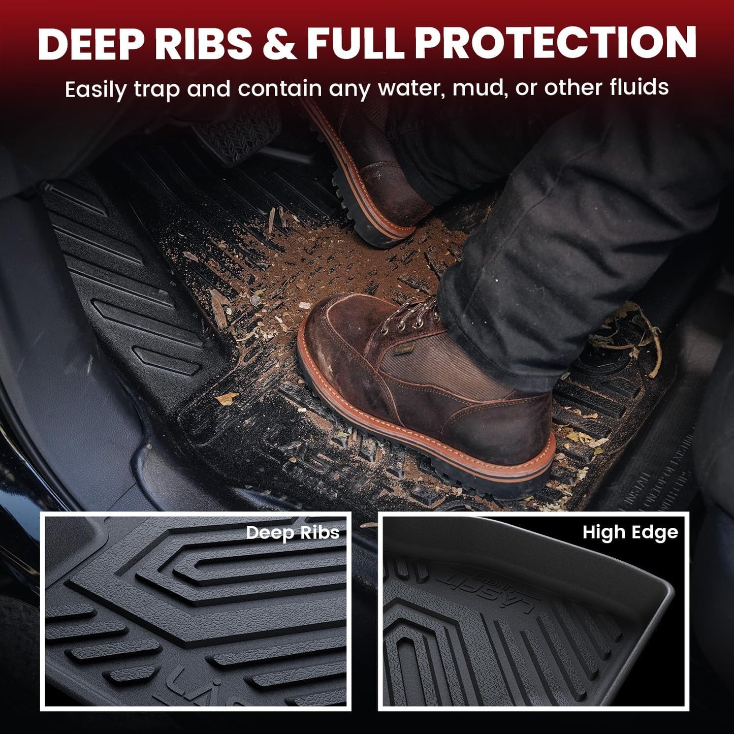 LASFIT Floor Mats & Cargo Mats for Volkswagen Tiguan 2017 2016 2015 2014 2013 2012 2011 2010 2009/Volkswagen Tiguan Limited 2018, All Weather TPE Custom Fit Floor Liner for VW Tiguan Car Mats, Black