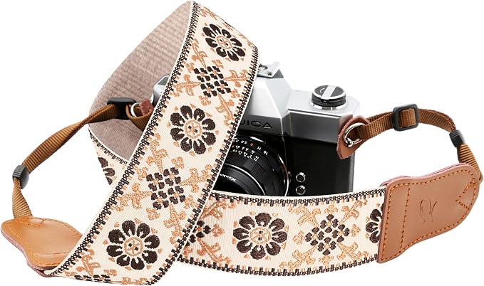 Padwa Lifestyle Elegant Brown Floral Camera Strap
