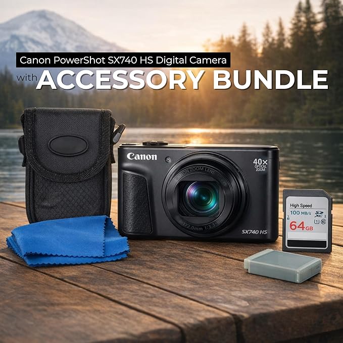 Canon PowerShot SX740 HS Digital Camera 5PC Bundle