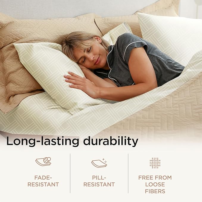 Threadmill Twin Bed-Sheets - 800 Thread Count Jacquard Celine Ivory 100% Natural Cotton 3 Piece Striped Bed Set, Extra Long Staple Cotton, Comfy Damask Sheets with Elasticized Deep Pocket
