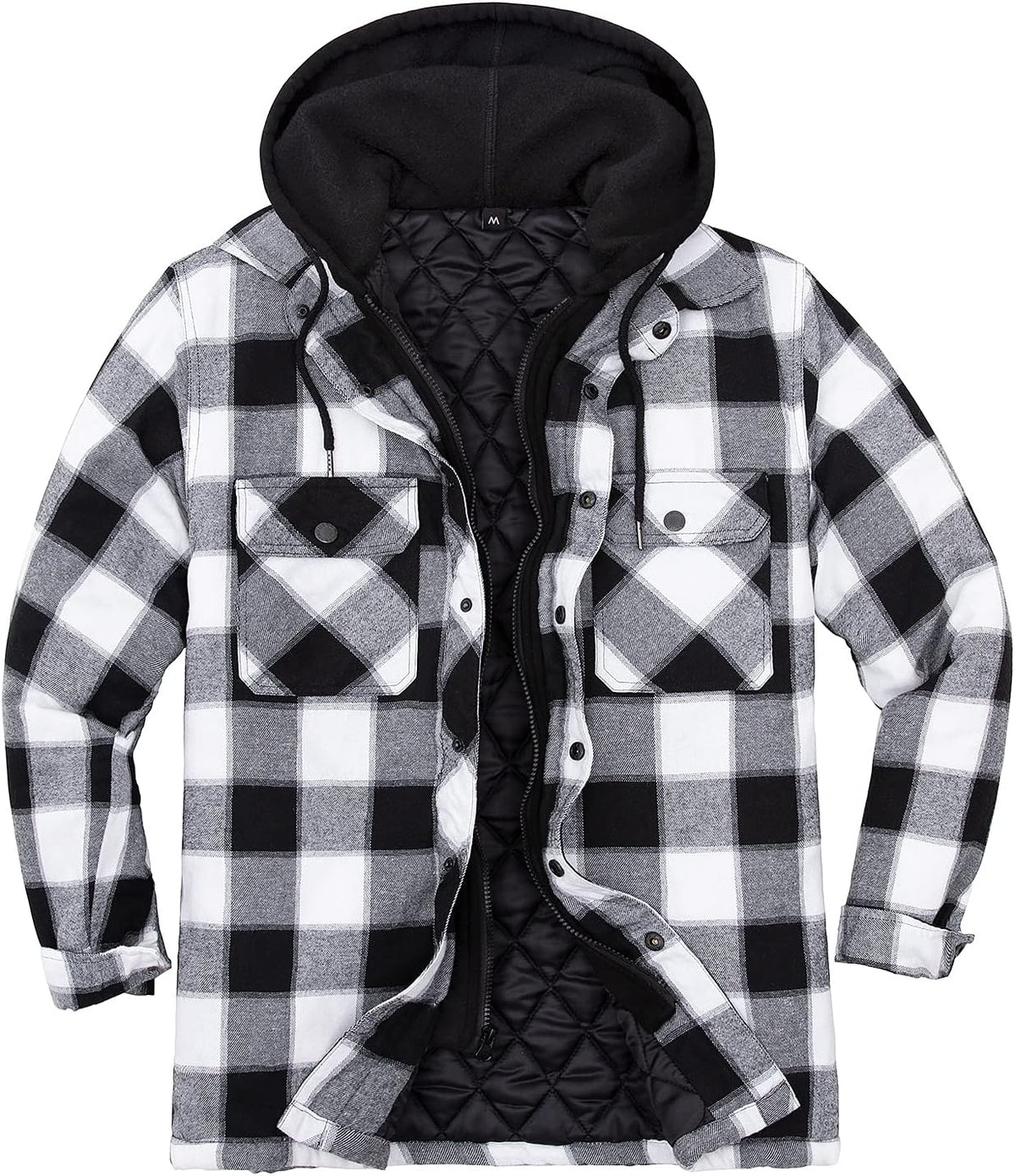 ThCreasa Men's Flannel Jacket - Quilted Lined Plaid Design with Hood | Stylish & Warm