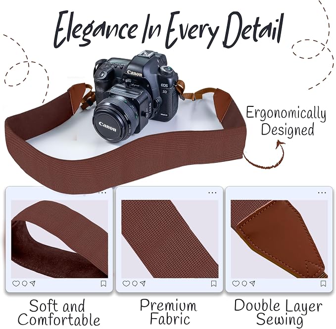 Art Tribute Camera Strap For Photographers Padded Universal Fit Neck Shoulder &