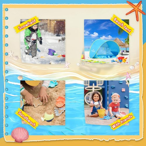 Monobeach Baby Beach Tent - Portable UPF50+ UV Protection Sun Shelter with Sand Toys | Easy Setup (Blue)