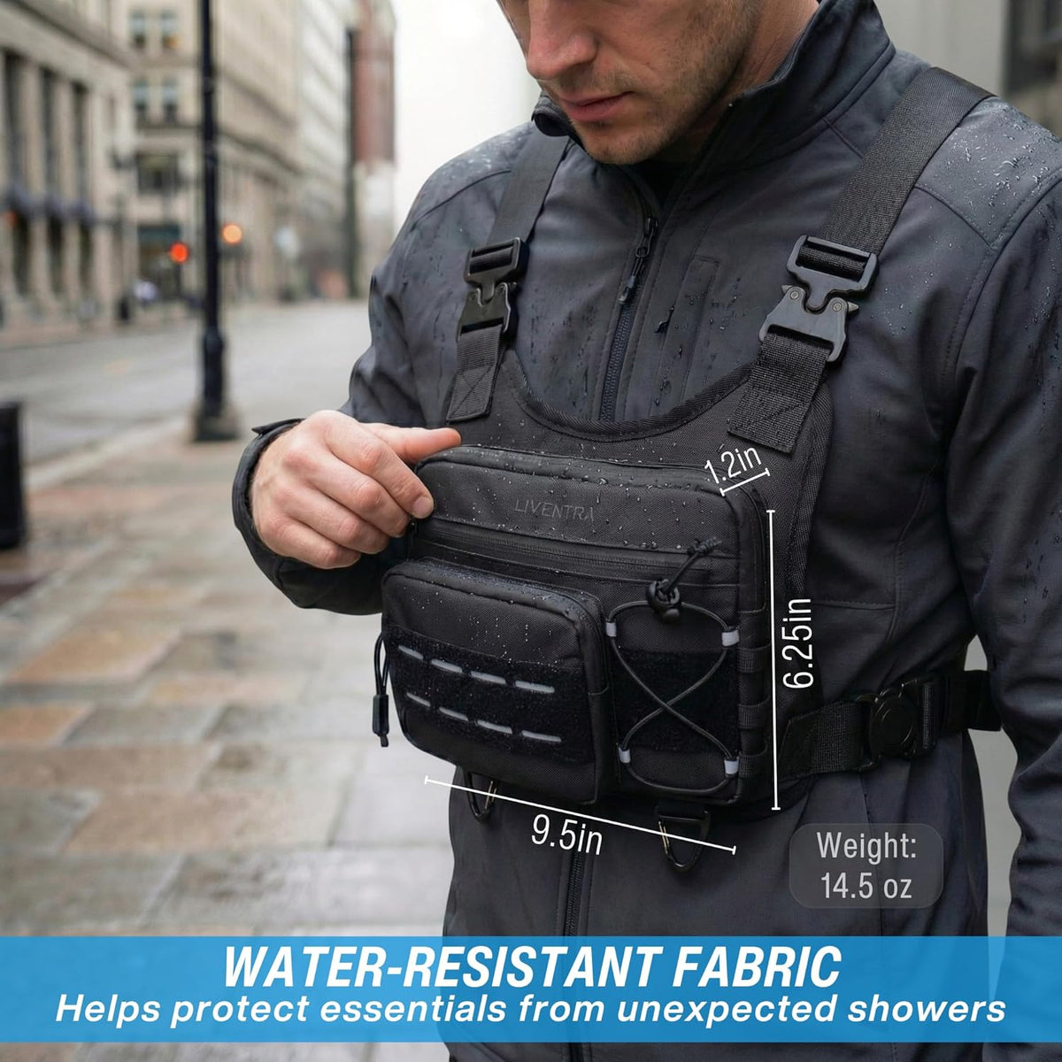 Skiennix Chest Bag for Men - Lightweight No-Bounce Running Pack | Water-Resistant Reflective Pouch