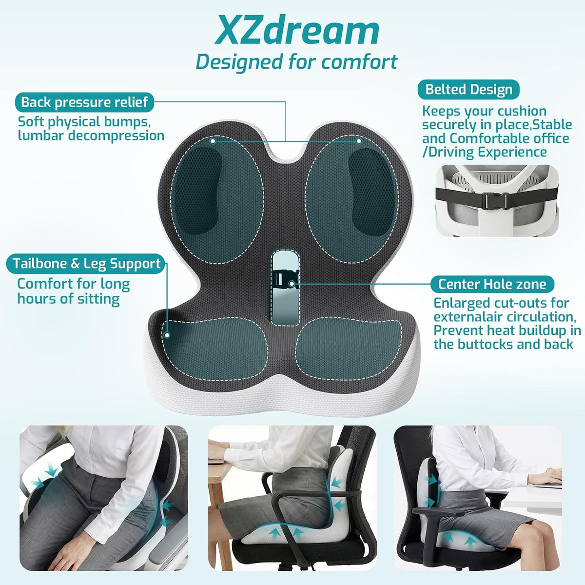 Ergonomic Seat Cushion & Lumbar Support Pillow for Office,Car