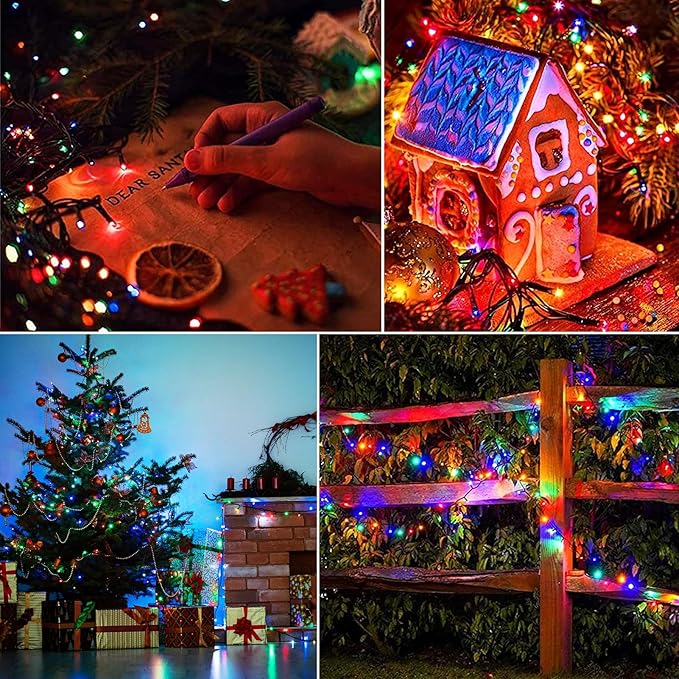 echosari 2 Pack Battery Operated String Lights, 13.2Ft 40 LED Green Wire Fairy String Lights, Waterproof Fairy Lights for Xmas Tree Wreaths Garden Wedding Party Decor (Multicolor)