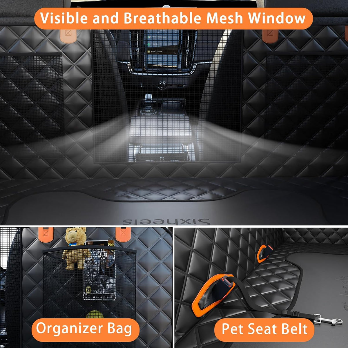 Dog Back Seat Cover Hard Bottom Truck Back Seats Protector, Large Backseat Extender for Dogs, Car Pet Rear Seat Covers Waterproof Dog Hammock Travel Accessories for Truck