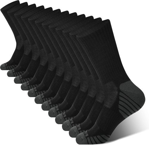 BAMBOO COOL Men's Athletic Crew Socks - Cushioned, Moisture-Wicking, Breathable Arch Support | 6 Pack