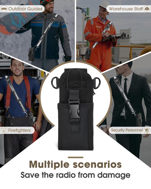 Juecstr Radio Holster Set, Includes Adjustable Wide Reflective Radio Strap, Metal Clips and Moveable Mic Holder. Anti-Sway Strap for Medical Calls, Warehouse, Construction