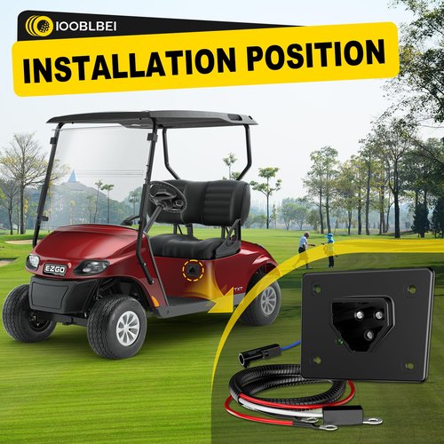 Golf Cart 48V Charger Receptacle for EZGO RXV 2008-Up Electric, EZGO RXV Charger Receptacle for 2Five 2010-Up Electric Golf Cart, EZGO Delta-Q Charging Port -Includes Wires, OEM# 602529