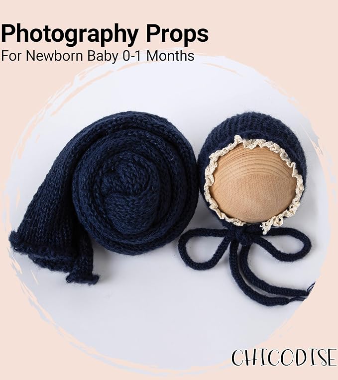 Newborn Photography Props Wraps & Ruffle Edge Bonnet