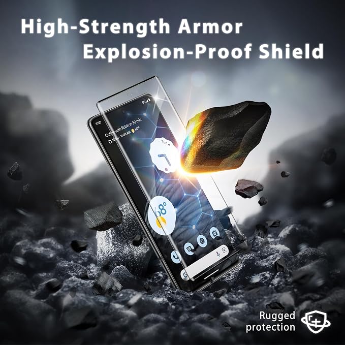 2 Pack for Google Pixel 7 Pro Screen Protector + 2 Pack Camera Lens Protector