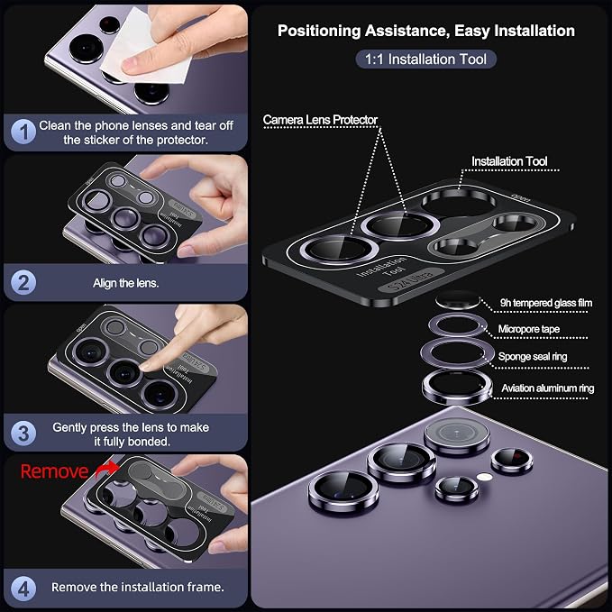 WSKEN for Samsung Galaxy S24 Ultra Camera Lens Protector, Ultra Thin Scratch