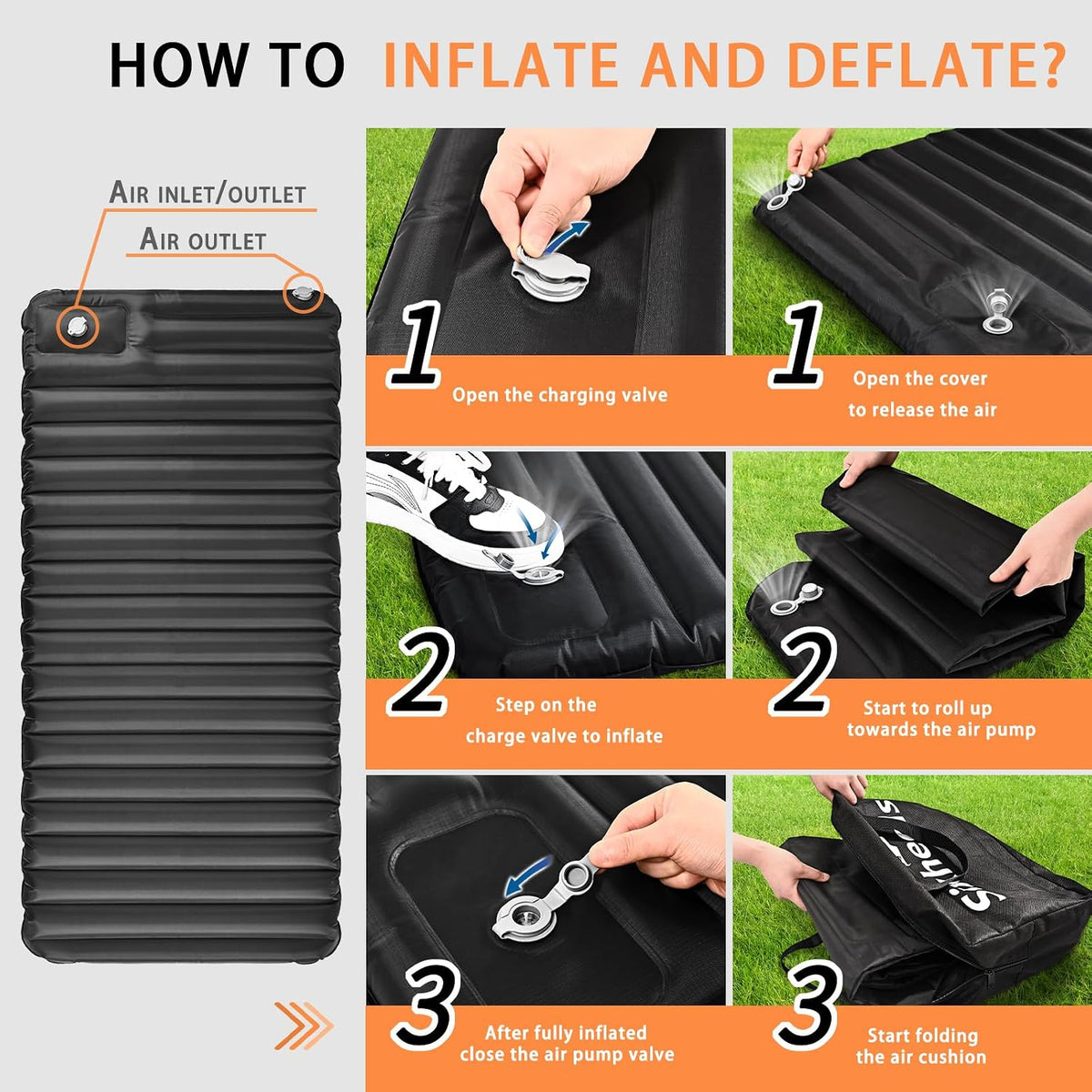 Truck Dog Seat Cover Back Seat Protector, Large Space Backseat Extender with Soft Inflatable Cushion Comfortable Dog Hammock, Waterproof Dogs Bed Rear Travel Accessories for Truck